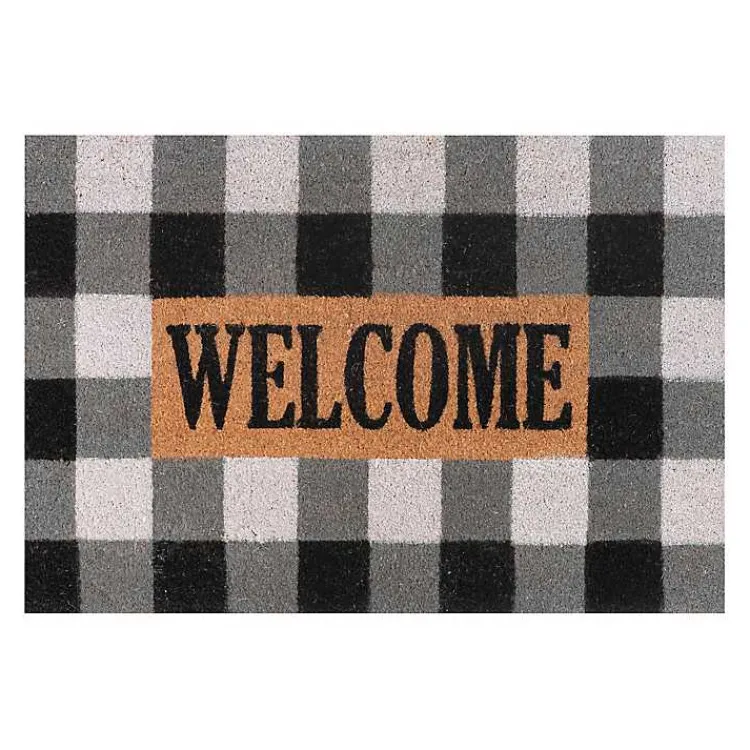 Kirklands Home Black and White Buffalo Check Doormat Discount