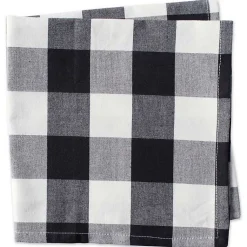 Kirklands Home and White Buffalo Check Napkins, Set of 6 Black New