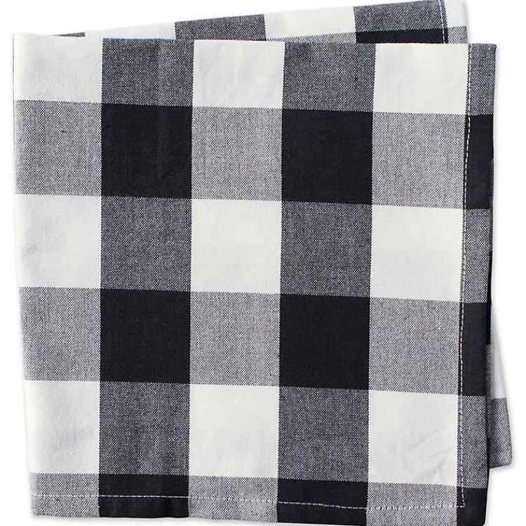 Kirklands Home and White Buffalo Check Napkins, Set of 6 Black New