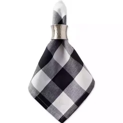Kirklands Home and White Buffalo Check Napkins, Set of 6 Black New