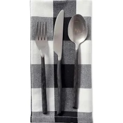 Kirklands Home and White Buffalo Check Napkins, Set of 6 Black New