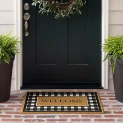 Kirklands Home Black and White Buffalo Check Welcome Doormat Online