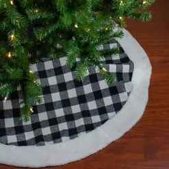 Christmas Tree Skirts & Collars>Kirklands Home Black and White Buffalo Check Sherpa Tree Skirt