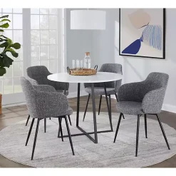Kirklands Home Black and Canary Cosmo Round Dining Table White Sale
