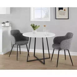 Kirklands Home Black and Canary Cosmo Round Dining Table White Sale