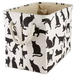Baskets & Boxes>Kirklands Home Black and White Cat Rectangular Pet Bin