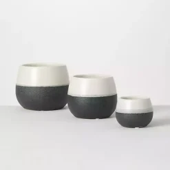 Kirklands Home Black and White Ceramic Planters, Set of 3 Hot