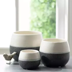 Kirklands Home Black and White Ceramic Planters, Set of 3 Hot