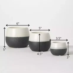 Kirklands Home Black and White Ceramic Planters, Set of 3 Hot