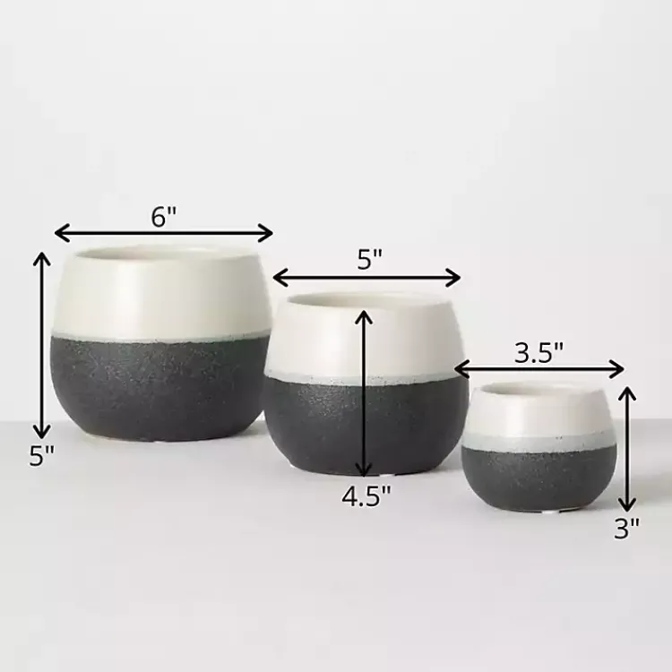 Kirklands Home Black and White Ceramic Planters, Set of 3 Hot