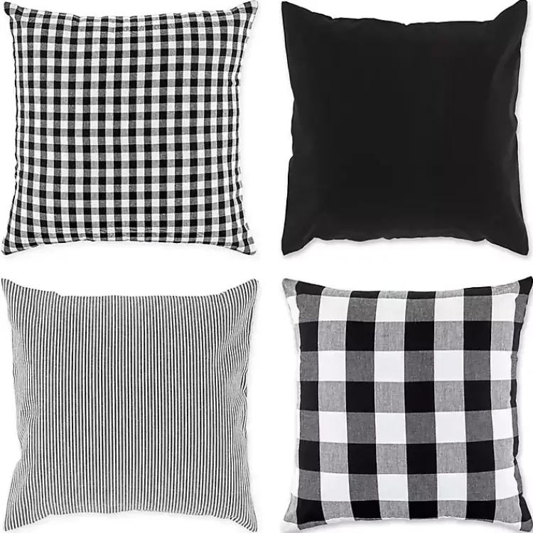 Pillows>Kirklands Home and White Check Pillow Covers, Set of 4 Black