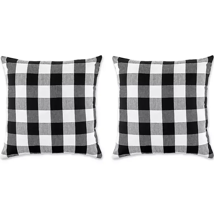 Pillows>Kirklands Home and White Checkered Pillow Covers, Set of 2 Black