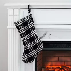 Christmas Stockings & Stocking Holders>Kirklands Home Black and White Checkered Christmas Stocking