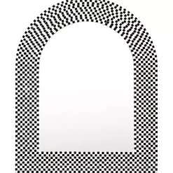 Kirklands Home Black and White Checkered Arch Wall Mirror Clearance