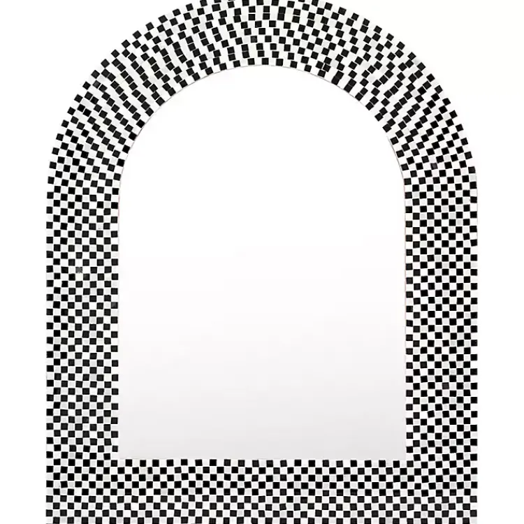 Kirklands Home Black and White Checkered Arch Wall Mirror Clearance