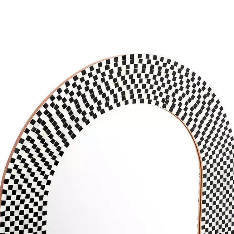 Kirklands Home Black and White Checkered Arch Wall Mirror Clearance