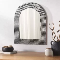 Kirklands Home Black and White Checkered Arch Wall Mirror Clearance