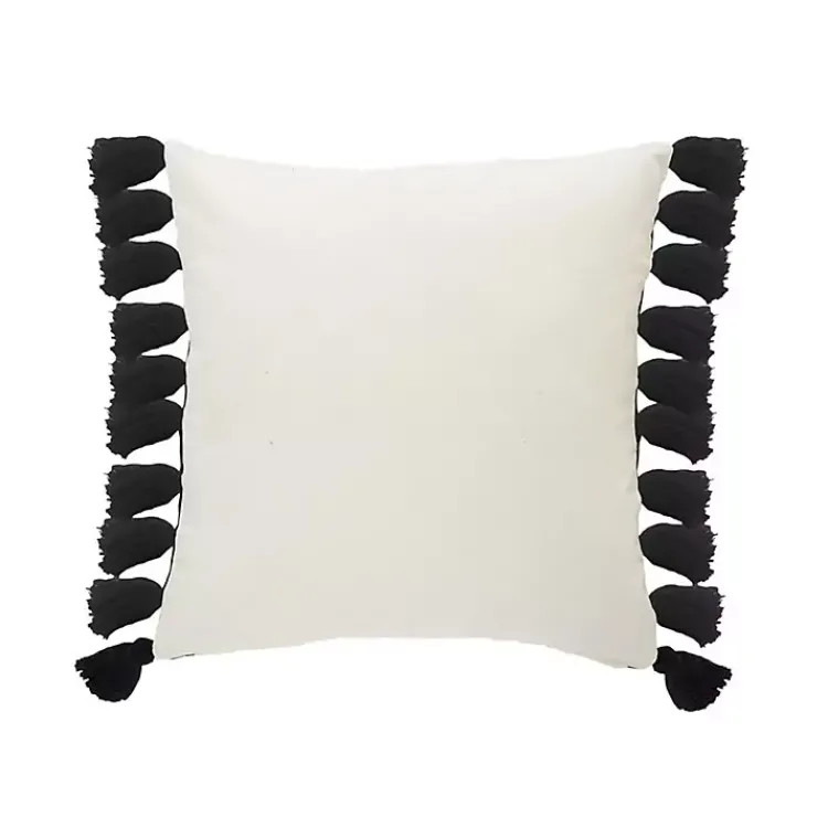 Pillows>Kirklands Home Black and White Cotton Throw Pillow with Tassels