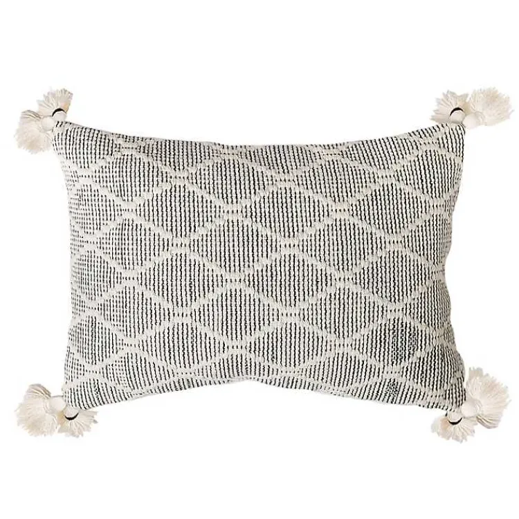 Pillows>Kirklands Home Black and White Diamond Woven Lumbar Pillow