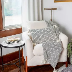Pillows>Kirklands Home Black and White Diamond Woven Lumbar Pillow