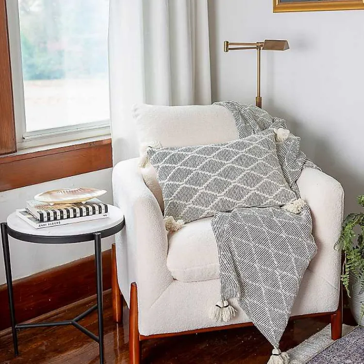 Pillows>Kirklands Home Black and White Diamond Woven Lumbar Pillow