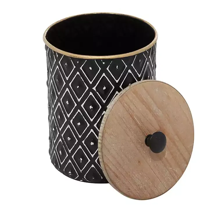Decorative Bowls & Jars>Kirklands Home and White Embossed Diamond Jars, Set of 2 Black