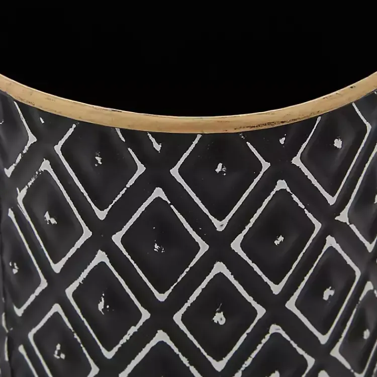 Decorative Bowls & Jars>Kirklands Home and White Embossed Diamond Jars, Set of 2 Black