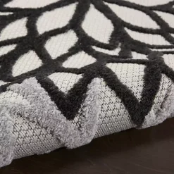 Kirklands Home Black and White Floral Outdoor Area Rug, 5x7 Clearance