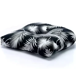 Kirklands Home and White Floral Outdoor Chair Cushion Black