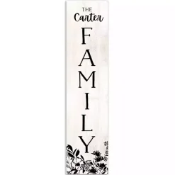 Kirklands Home Black and Floral Personalized Porch Board White New