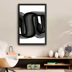 Kirklands Home Black and White Flow Bend Framed Canvas Art Print Best