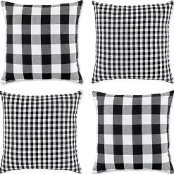Pillows>Kirklands Home and White Gingham Pillow Covers, Set of 4 Black