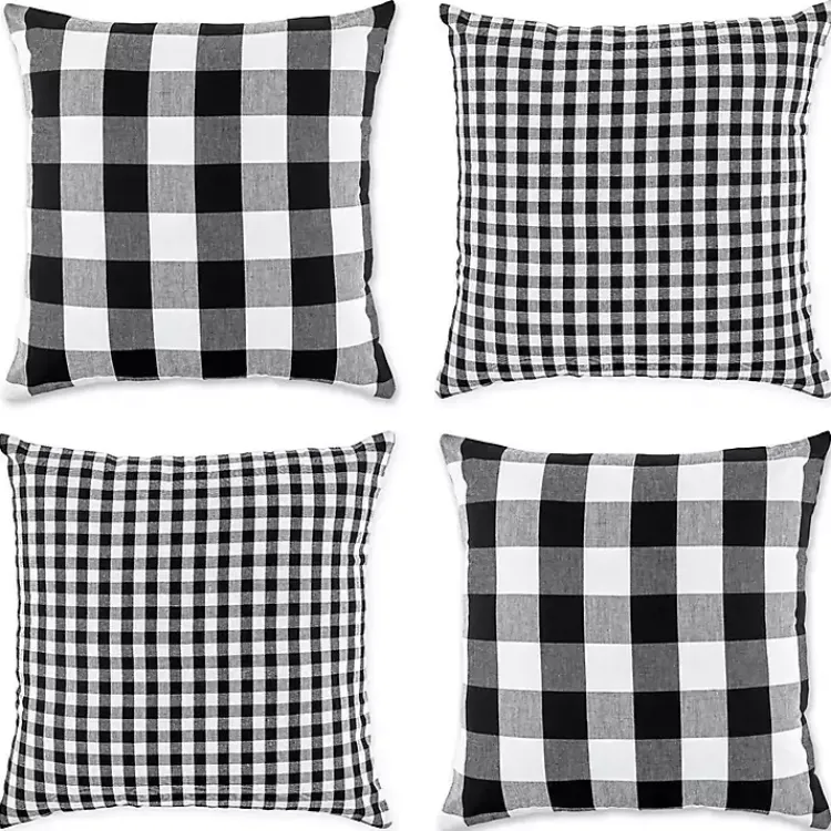 Pillows>Kirklands Home and White Gingham Pillow Covers, Set of 4 Black