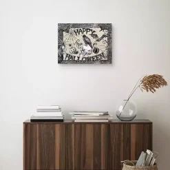 Halloween>Kirklands Home Black and White Happy Halloween Canvas Art Print