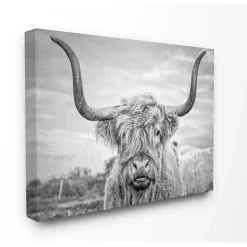 Kirklands Home Black and White Highland Cow Canvas Art Print