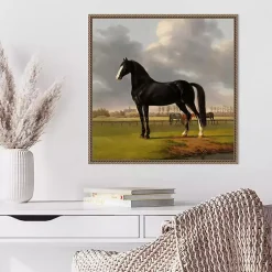 Kirklands Home Black and White Horse Framed Canvas Art Print