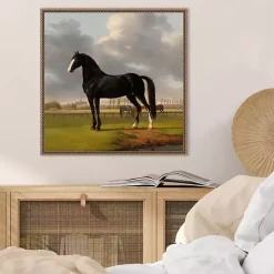 Kirklands Home Black and White Horse Framed Canvas Art Print
