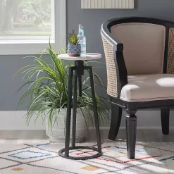 Kirklands Home Black and White Marble Adjustable Drink Table Best