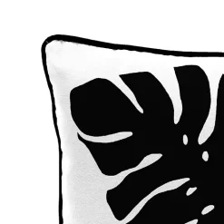 Kirklands Home Black and White Palm Leaf Outdoor Pillow