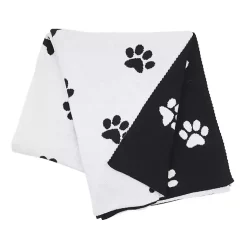 Blankets & Throws>Kirklands Home Black and White Paw Print Throw