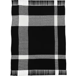 Blankets & Throws>Kirklands Home Black and White Plaid Organic Cotton Throw