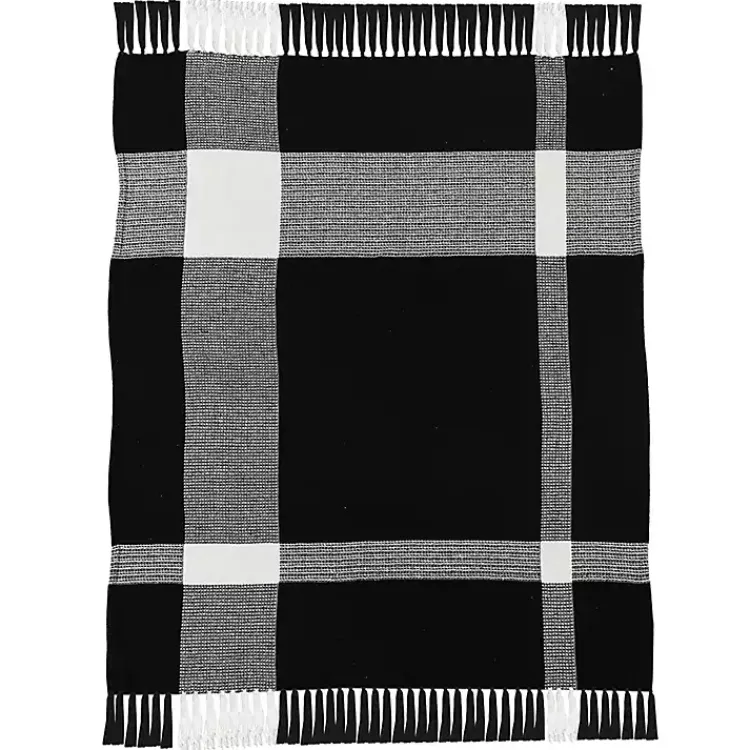 Blankets & Throws>Kirklands Home Black and White Plaid Organic Cotton Throw