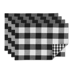 Kirklands Home and White Reversible Placemats, Set of 4 Black Outlet