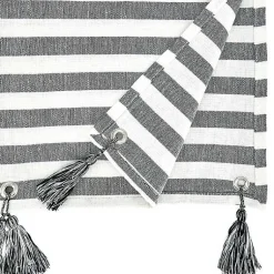 Kirklands Home Black and White Rustic Stripe Tassel Table Runner Best