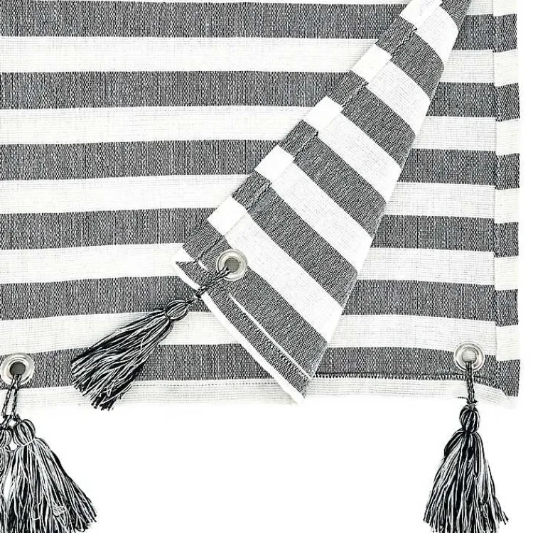 Kirklands Home Black and White Rustic Stripe Tassel Table Runner Best