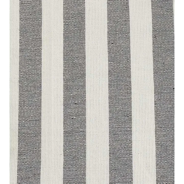 Kirklands Home Black and White Rustic Stripe Tassel Table Runner Best