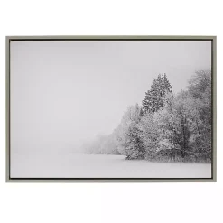 Kirklands Home Black and White Snow Day Framed Canvas Art Print Clearance