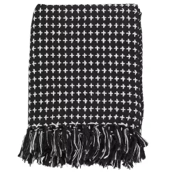 Blankets & Throws>Kirklands Home Black and White Stitched Cotton Throw