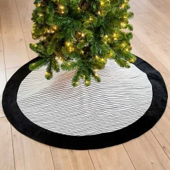 Christmas Tree Skirts & Collars>Kirklands Home Black and White Stripe Christmas Tree Skirt