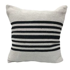 Pillows>Kirklands Home Black and White Striped Cotton Throw Pillow